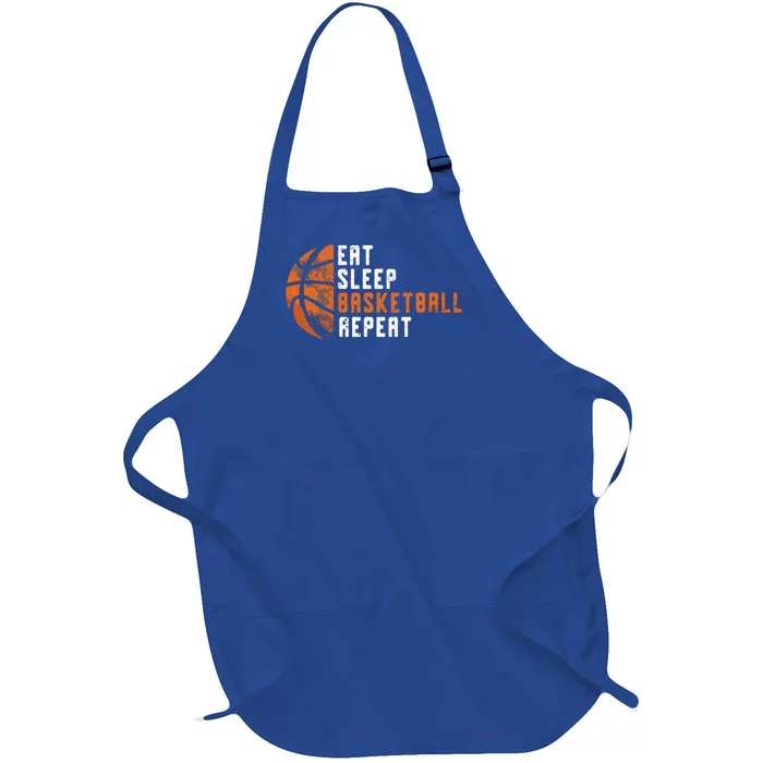 Basketball Coach Eat Sleep Basketball Repeat Full-Length Apron With Pocket