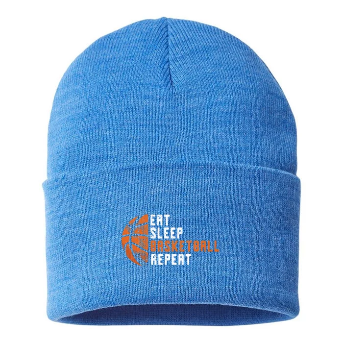 Basketball Coach Eat Sleep Basketball Repeat Sustainable Knit Beanie