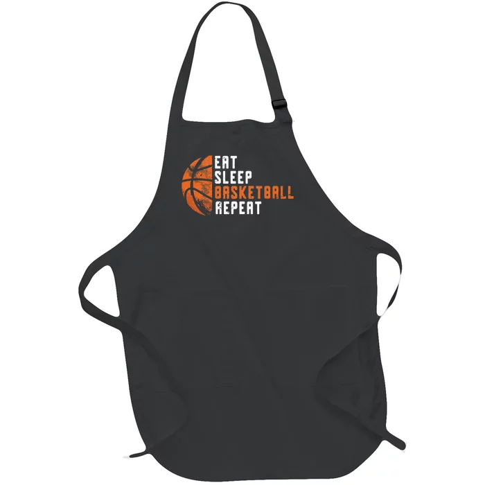 Basketball Coach Eat Sleep Basketball Repeat Basketball Full-Length Apron With Pocket