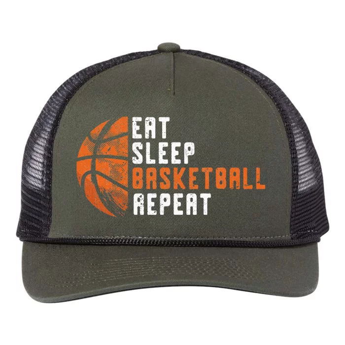 Basketball Coach Eat Sleep Basketball Repeat Basketball Retro Rope Trucker Hat Cap