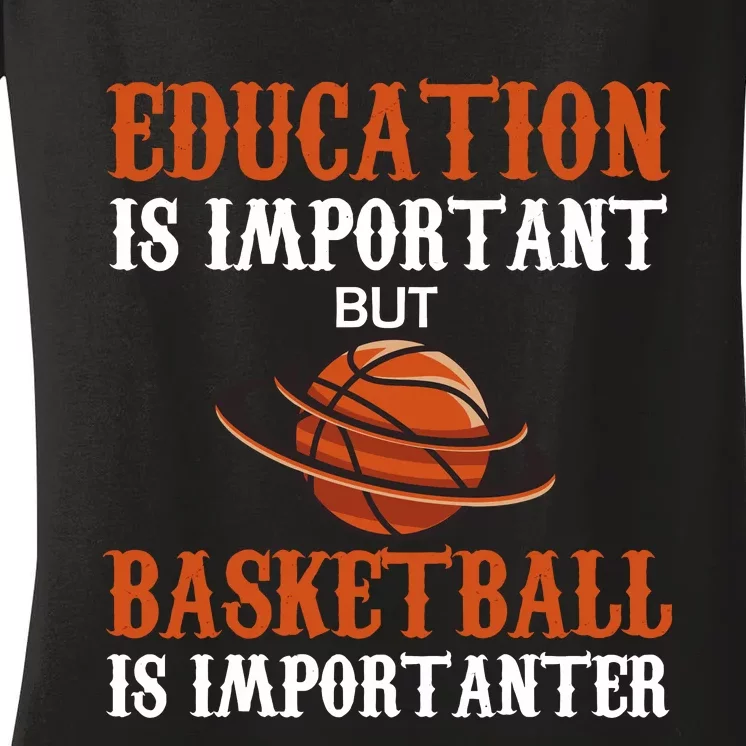 Basketball Coach Education Is Important Women's V-Neck T-Shirt