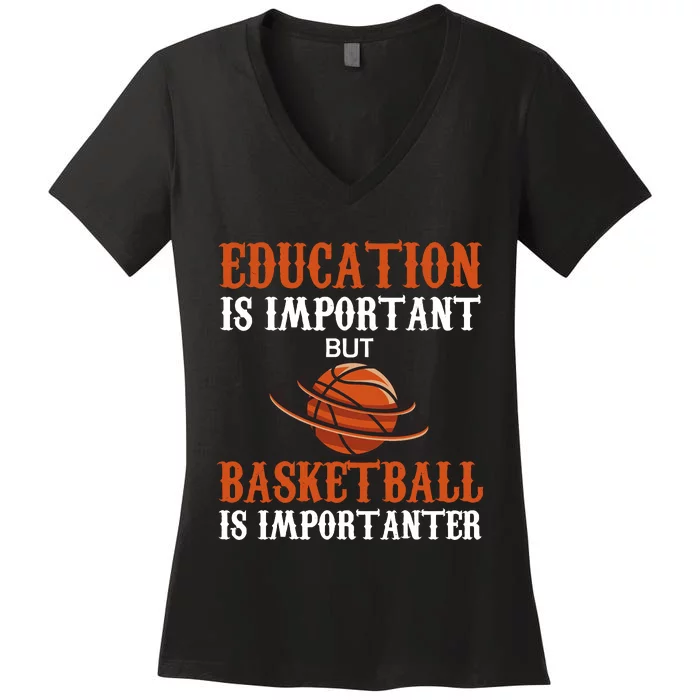 Basketball Coach Education Is Important Women's V-Neck T-Shirt