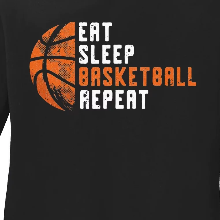 Basketball Coach Eat Sleep Basketball Repeat Basketball Ladies Long Sleeve Shirt