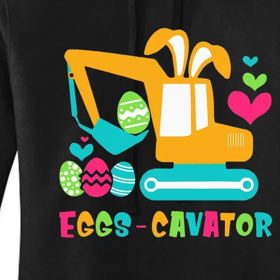 bunny Construction Excavator Easter Egg Women's Pullover Hoodie