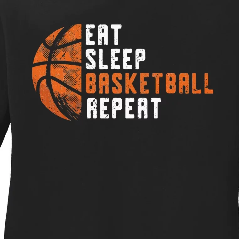 Basketball Coach Eat Sleep Basketball Repeat Basketball Ladies Long Sleeve Shirt