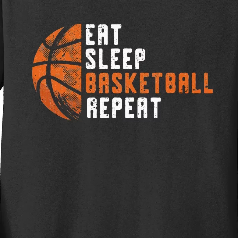 Basketball Coach Eat Sleep Basketball Repeat Basketball Kids Long Sleeve Shirt