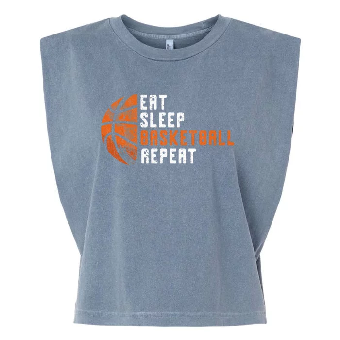 Basketball Coach Eat Sleep Basketball Repeat Basketball Garment-Dyed Women's Muscle Tee