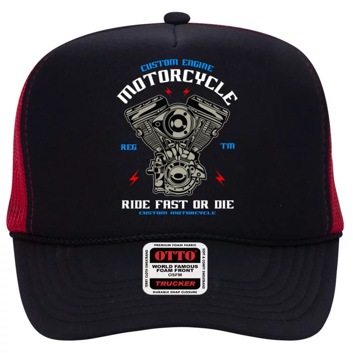 Bike Custom Engine Mechanics Gift High Crown Mesh Trucker Hat