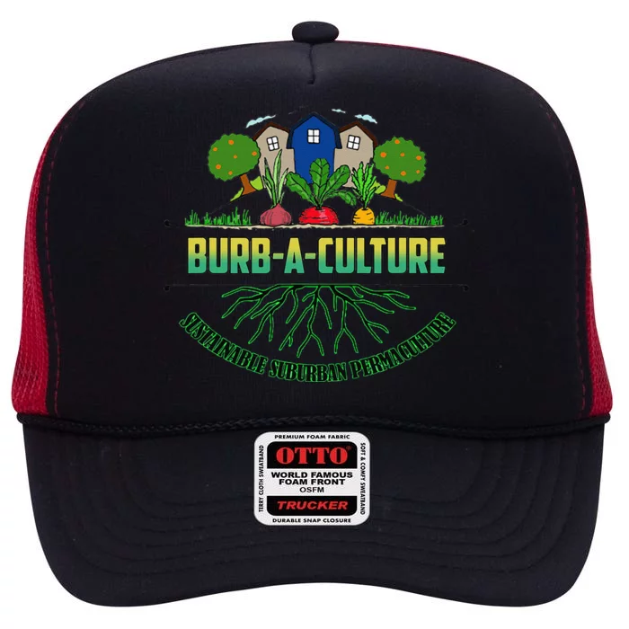 BurbACulture Cute Earth Day Sustainability Permaculture High Crown Mesh Trucker Hat