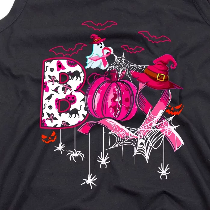 Breast Cancer Funny Boo Pumpkin Witch Pink Ribbon Halloween Gift Tank Top