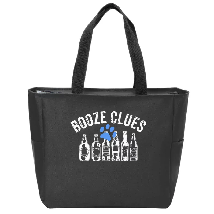 Booze Clues Funny Drinking Vintage Adult Humor Zip Tote Bag