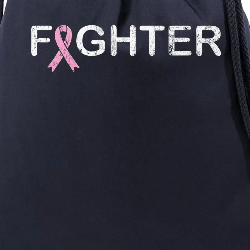 Breast Cancer Fighter World Cancer Day Pink Ribbon Drawstring Bag