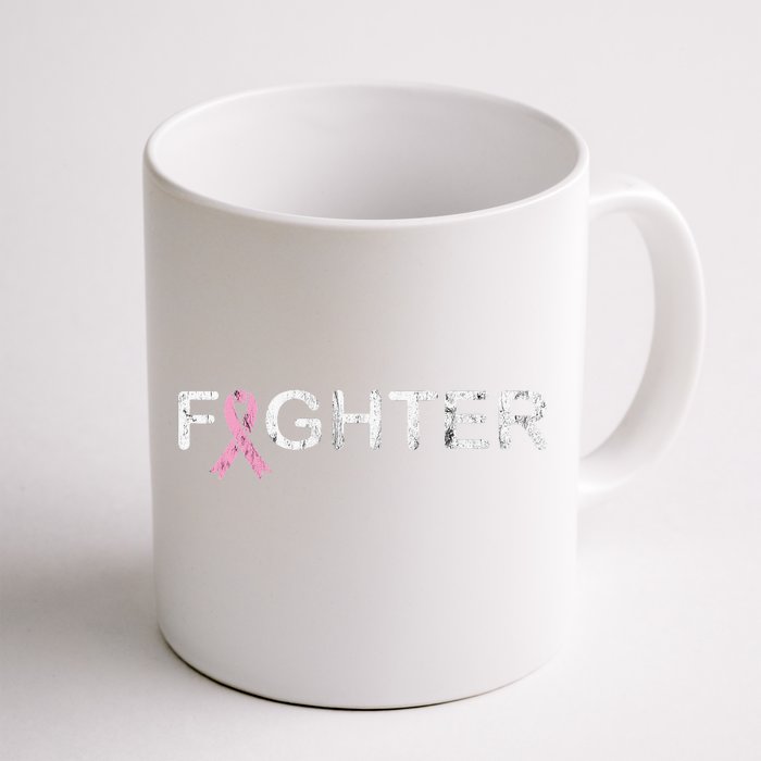 Breast Cancer Fighter World Cancer Day Pink Ribbon Front & Back Coffee Mug