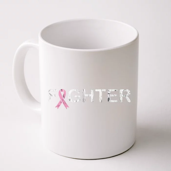 Breast Cancer Fighter World Cancer Day Pink Ribbon Front & Back Coffee Mug