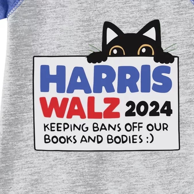 Black Cat Funny Harris Keeping Bans Off Our Books And Bodies Infant Baby Jersey Bodysuit