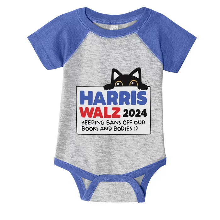 Black Cat Funny Harris Keeping Bans Off Our Books And Bodies Infant Baby Jersey Bodysuit