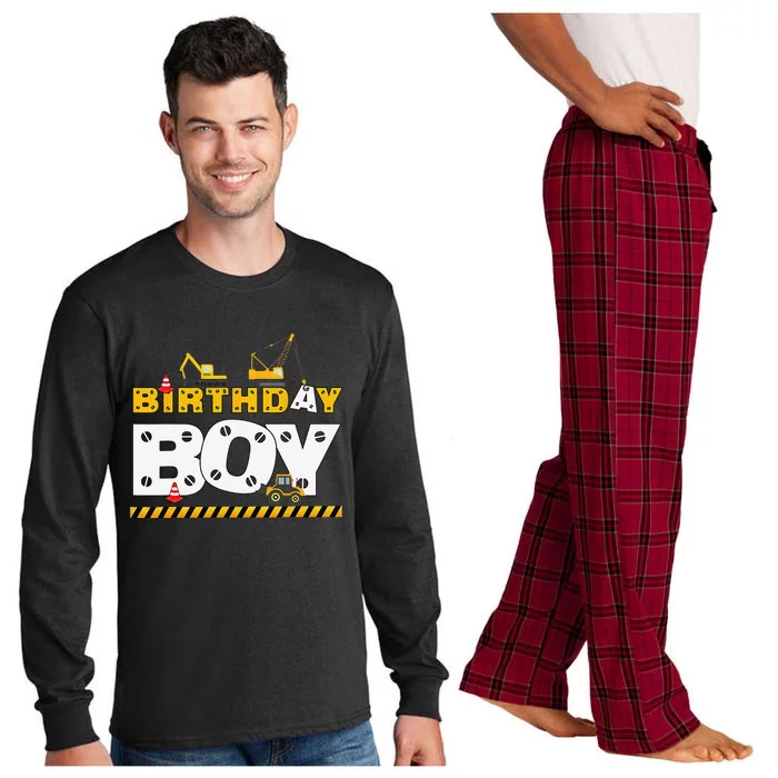 Birthday Construction Family Birthday Party Long Sleeve Pajama Set