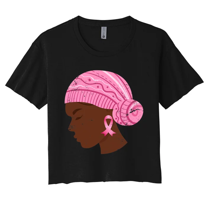 Breast Cancer Fighter Gift Breast Cancer Awareness Women's Crop Top Tee