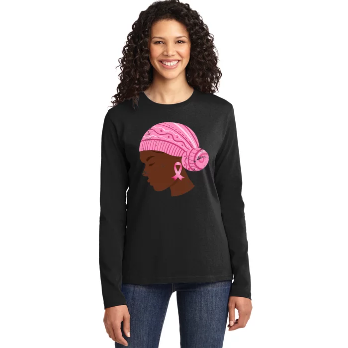 Breast Cancer Fighter Gift Breast Cancer Awareness Ladies Long Sleeve Shirt