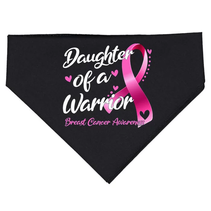 Breast Cancer Fighter Awareness Daughter Of A Warrior USA-Made Doggie Bandana