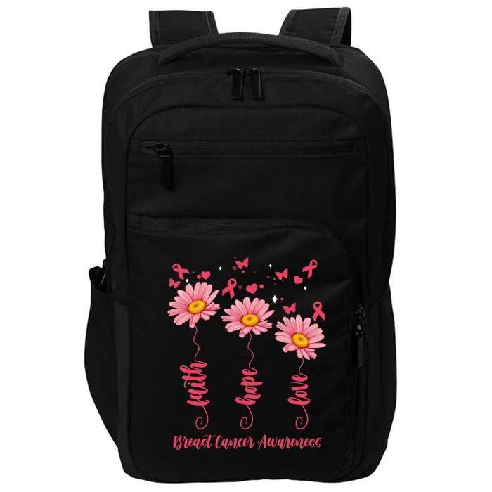 Breast Cancer Faith Hope Love Floral Impact Tech Backpack