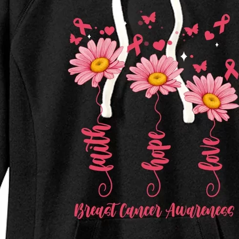 Breast Cancer Faith Hope Love Floral Women's Fleece Hoodie