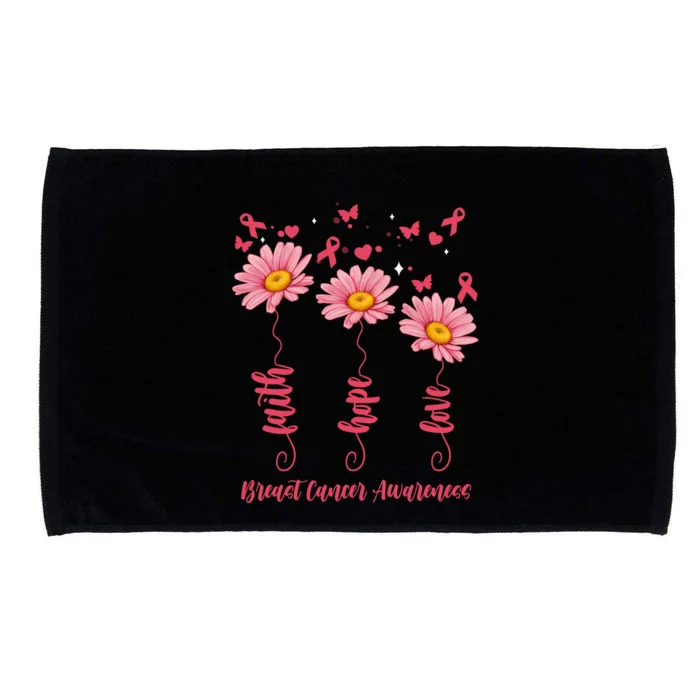 Breast Cancer Faith Hope Love Floral Microfiber Hand Towel