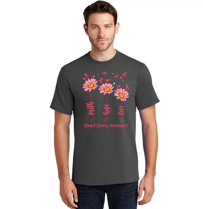 Breast Cancer Faith Hope Love Floral Tall T-Shirt