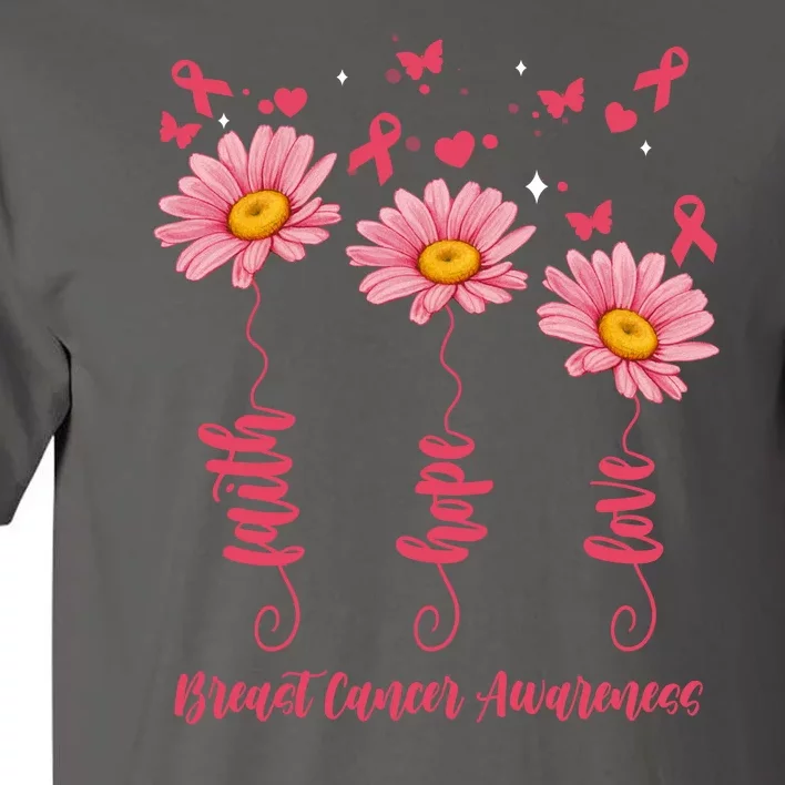 Breast Cancer Faith Hope Love Floral Tall T-Shirt