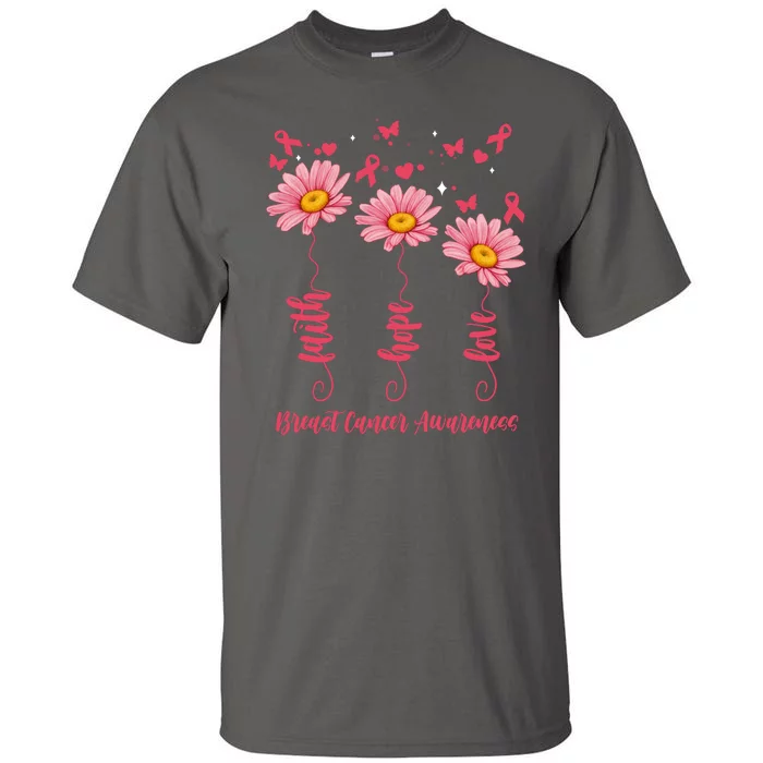 Breast Cancer Faith Hope Love Floral Tall T-Shirt