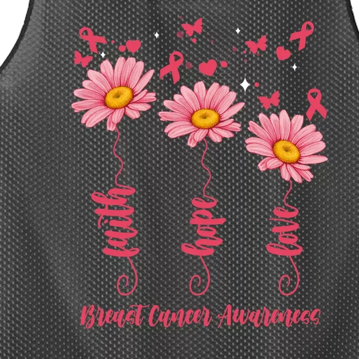 Breast Cancer Faith Hope Love Floral Mesh Reversible Basketball Jersey Tank