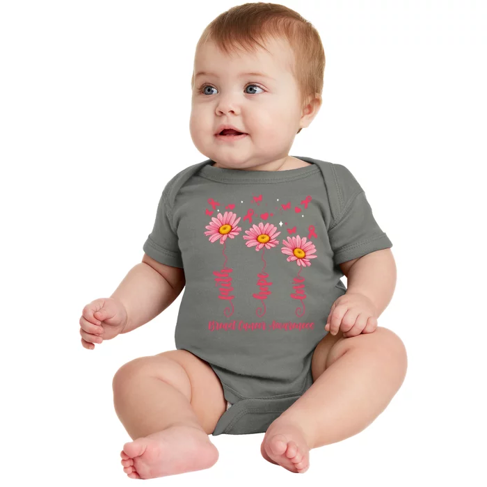 Breast Cancer Faith Hope Love Floral Baby Bodysuit