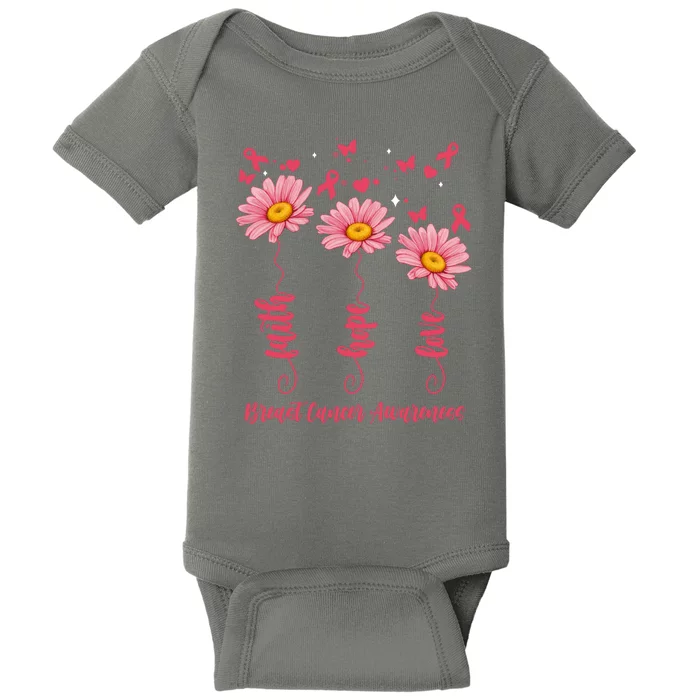 Breast Cancer Faith Hope Love Floral Baby Bodysuit