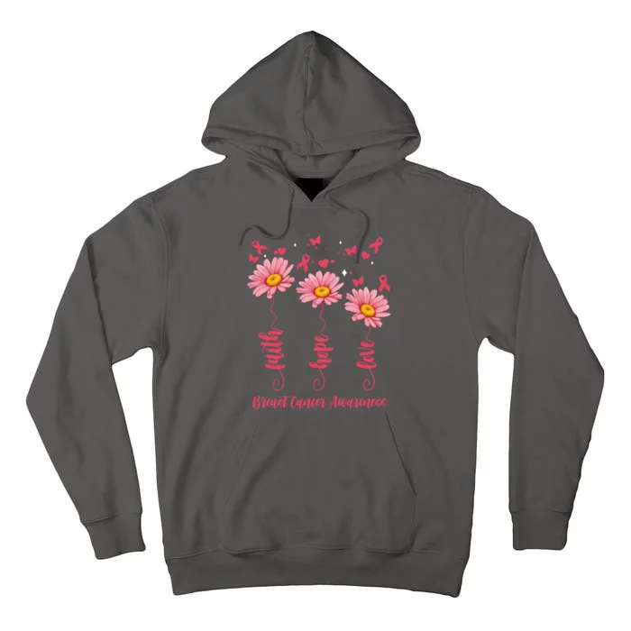 Breast Cancer Faith Hope Love Floral Tall Hoodie