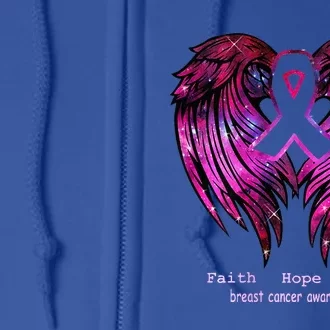 Breast Cancer Faith Hope Love Wings Awareness Full Zip Hoodie