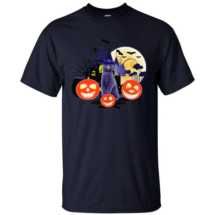 Black Cat Full Moon Bats Halloween Adult Costume Tall T-Shirt