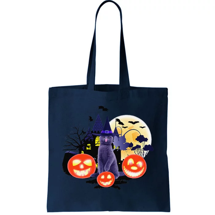 Black Cat Full Moon Bats Halloween Adult Costume Tote Bag