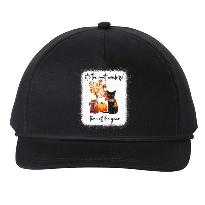 Black Cat Fall It‘s The Most Wonderful Time Of The Year Gift Snapback Five-Panel Rope Hat