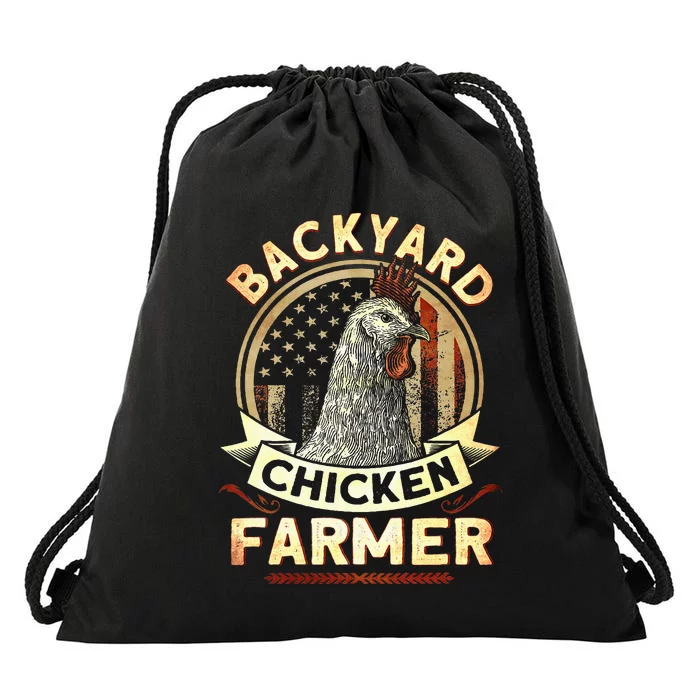 Backyard Chicken Farmer 4th Of July Usa Flag Drawstring Bag