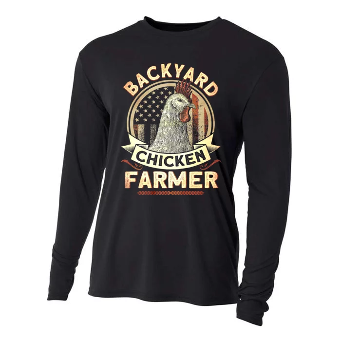 Backyard Chicken Farmer 4th Of July Usa Flag Cooling Performance Long Sleeve Crew