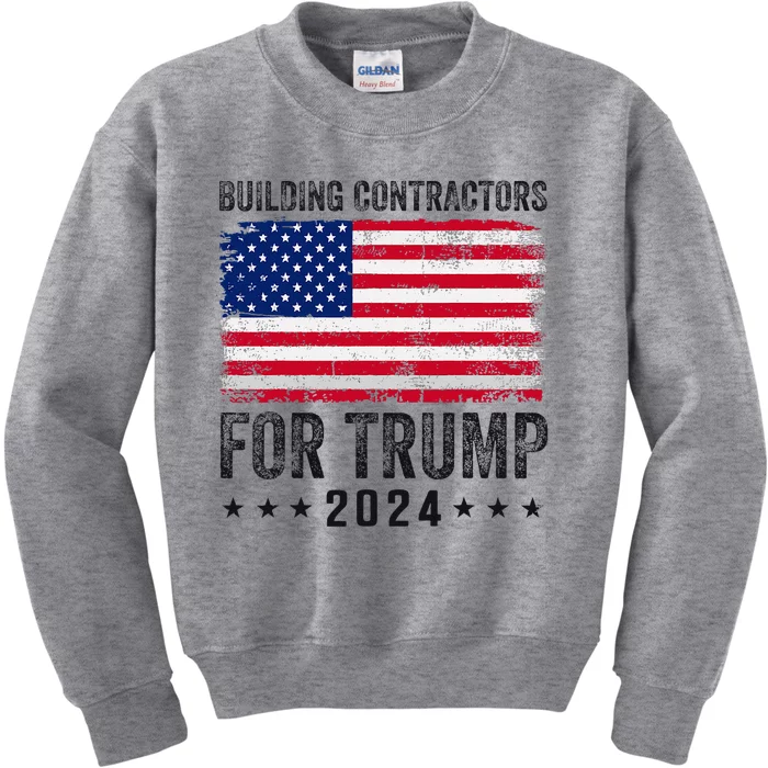 Building Contractors For Trump 2024 Kids Sweatshirt