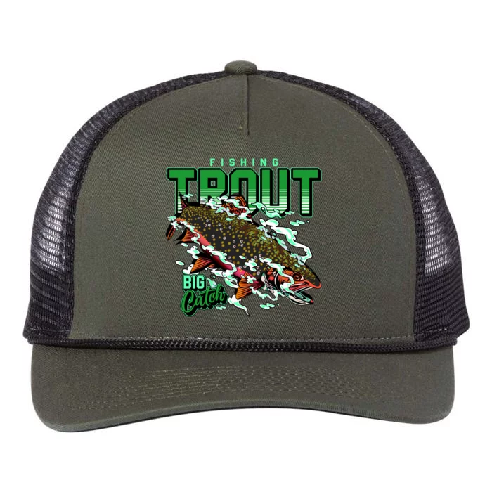 Big Catch Fishing For Trout Retro Rope Trucker Hat Cap