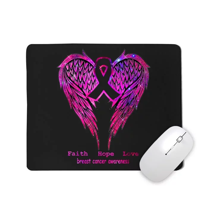 Breast Cancer Faith Hope Love Wings Awareness October Pink Mousepad