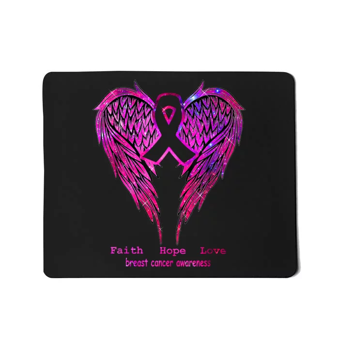 Breast Cancer Faith Hope Love Wings Awareness October Pink Mousepad