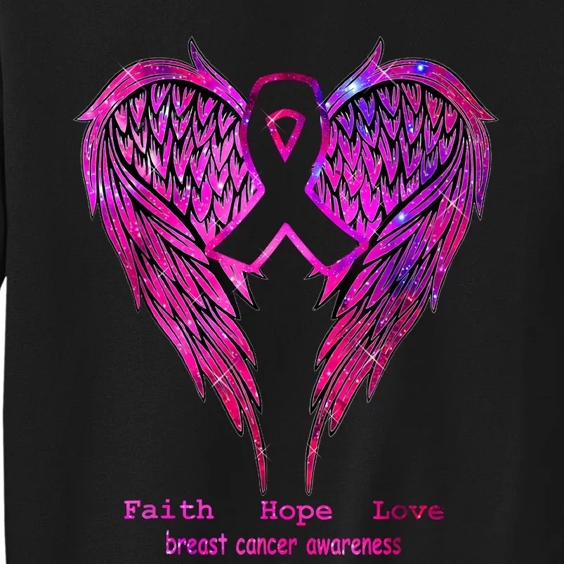 Breast Cancer Faith Hope Love Wings Awareness October Pink Tall Sweatshirt