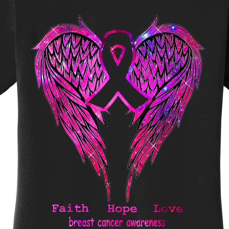 Breast Cancer Faith Hope Love Wings Awareness October Pink Women's T-Shirt