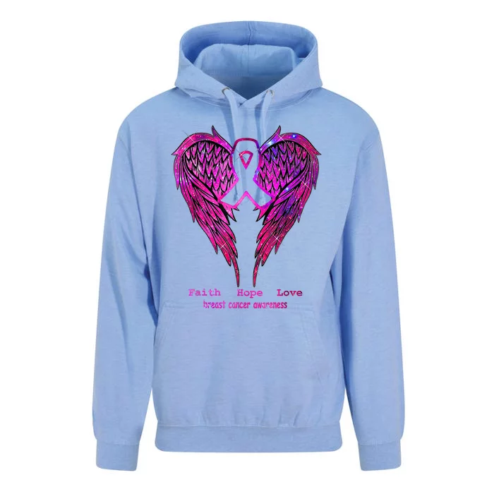 Breast Cancer Faith Hope Love Wings Awareness October Pink Unisex Surf Hoodie