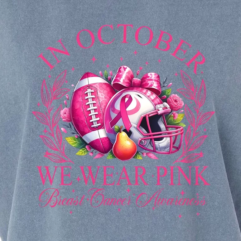 Breast Cancer Football In October We Wear Garment-Dyed Women's Muscle Tee