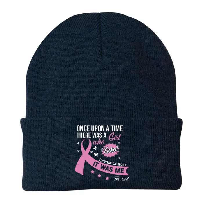 Breast Cancer Fight Cancer Ribbon Knit Cap Winter Beanie