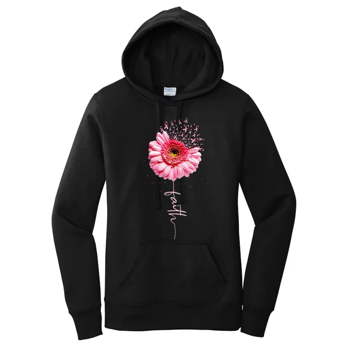 Breast Cancer Faith Sunflower Breast Cancer Awareness Women's Pullover Hoodie